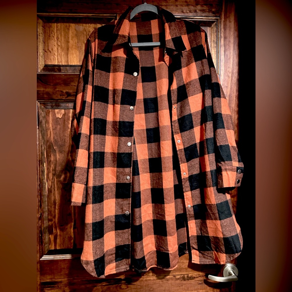 Women’s red and black flannel dress
